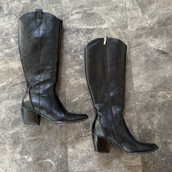 Dream Pairs Black Cowboy Boots With Zipper Size 8.5 - Picture 1 of 7